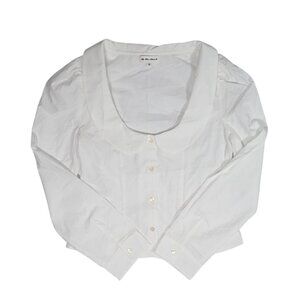 My Mum Made It Curved Collar Button Shirt in White